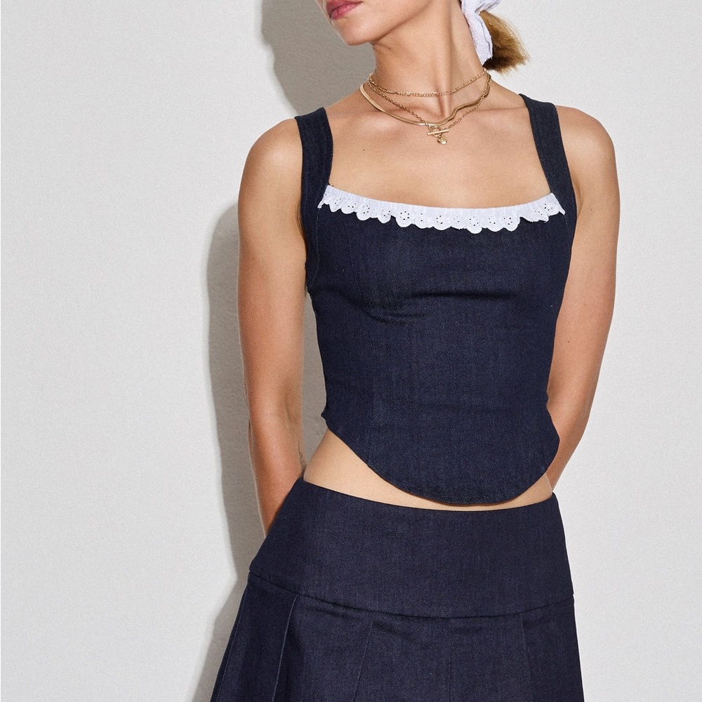 Motel Rocks Kayatra Denim Lace Top